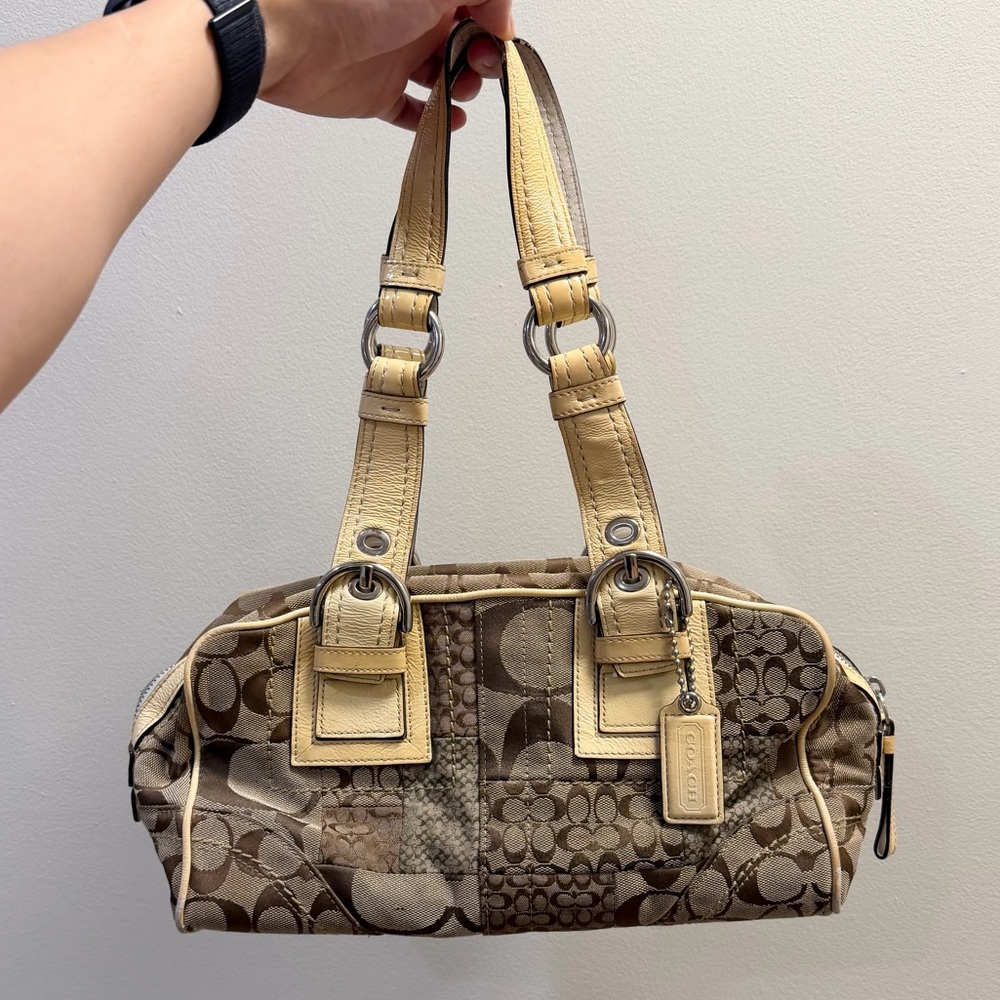 Coach Vintage Monogram Patchwork Boston Signature… - image 1